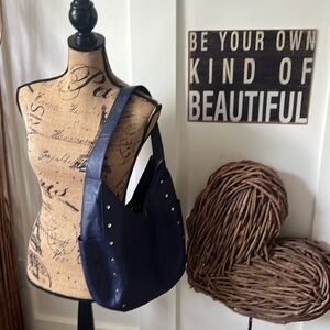 Ah•dorned Navy Vegan Leather Shoulder Bag